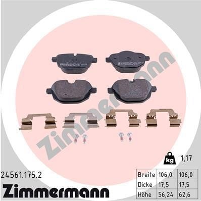 Otto Zimmermann 24561.175.2 Тормозные колодки дисковые, комплект 245611752: Купить в Польше - Отличная цена на 2407.PL!