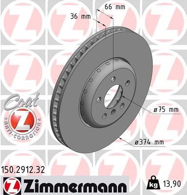 Otto Zimmermann 150.2912.32 Brake disk 150291232: Buy near me in Poland at 2407.PL - Good price!