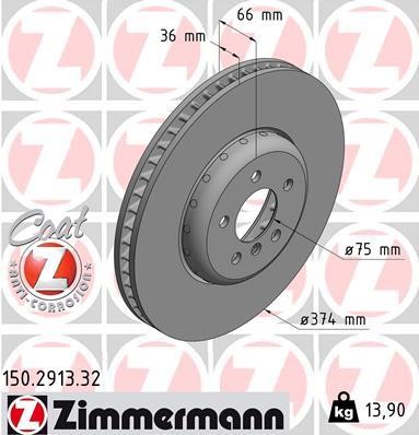 Otto Zimmermann 150.2913.32 Brake disk 150291332: Buy near me in Poland at 2407.PL - Good price!