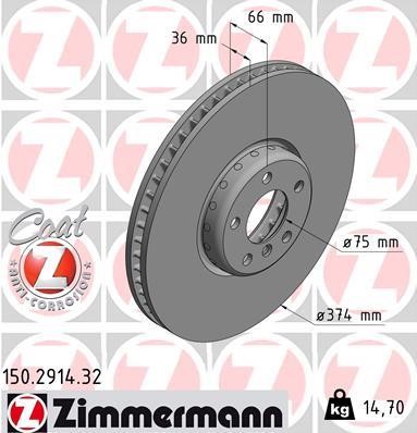 Otto Zimmermann 150.2914.32 Тормозной диск 150291432: Отличная цена - Купить в Польше на 2407.PL!