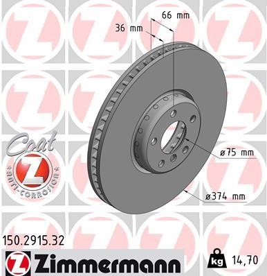 Otto Zimmermann 150.2915.32 Тормозной диск 150291532: Отличная цена - Купить в Польше на 2407.PL!