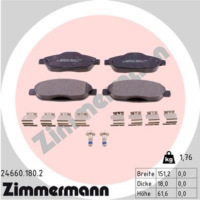 Otto Zimmermann 24660.180.2 Brake Pad Set, disc brake 246601802: Buy near me in Poland at 2407.PL - Good price!
