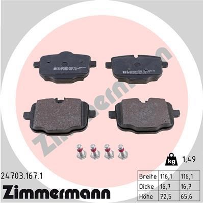 Otto Zimmermann 24703.167.1 Brake Pad Set, disc brake 247031671: Buy near me at 2407.PL in Poland at an Affordable price!