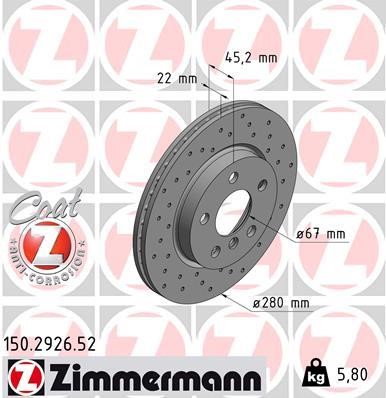 Otto Zimmermann 150.2926.52 Диск тормозной 150292652: Отличная цена - Купить в Польше на 2407.PL!