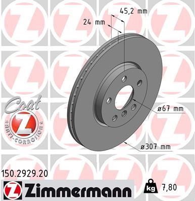 Otto Zimmermann 150.2929.20 Brake disc 150292920: Buy near me at 2407.PL in Poland at an Affordable price!