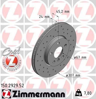 Otto Zimmermann 150.2929.52 Brake disc 150292952: Buy near me in Poland at 2407.PL - Good price!