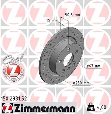 Otto Zimmermann 150.2931.52 Brake disk 150293152: Buy near me at 2407.PL in Poland at an Affordable price!
