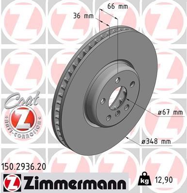 Otto Zimmermann 150293620 Ventilated front left brake disc 150293620: Buy near me at 2407.PL in Poland at an Affordable price!