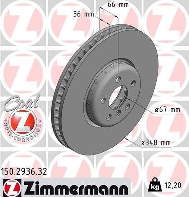 Otto Zimmermann 150.2936.32 Brake disk 150293632: Buy near me at 2407.PL in Poland at an Affordable price!