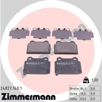 Otto Zimmermann 24827.140.1 Тормозные колодки дисковые, комплект 248271401: Отличная цена - Купить в Польше на 2407.PL!