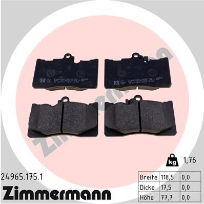 Otto Zimmermann 24965.175.1 Brake Pad Set, disc brake 249651751: Buy near me in Poland at 2407.PL - Good price!