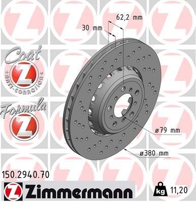 Otto Zimmermann 150.2940.70 Тормозной диск передний вентилируемый 150294070: Отличная цена - Купить в Польше на 2407.PL!