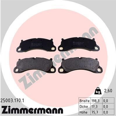 Otto Zimmermann 25003.170.1 Тормозные колодки дисковые, комплект 250031701: Отличная цена - Купить в Польше на 2407.PL!