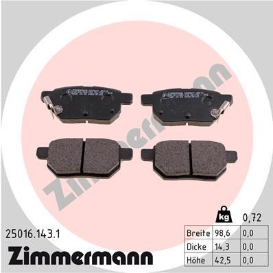 Otto Zimmermann 25016.143.1 Тормозные колодки дисковые, комплект 250161431: Отличная цена - Купить в Польше на 2407.PL!