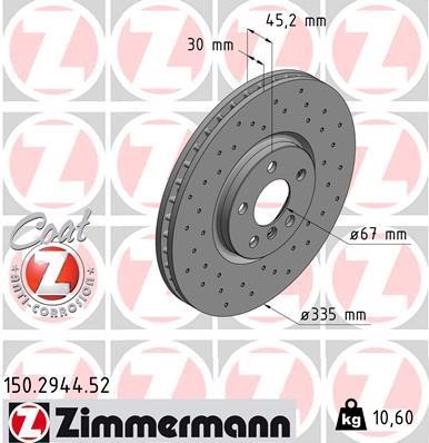 Otto Zimmermann 150.2944.52 Brake disk 150294452: Buy near me in Poland at 2407.PL - Good price!