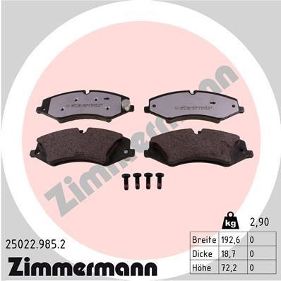 Otto Zimmermann 25022.985.2 Гальмівні колодки, комплект 250229852: Приваблива ціна - Купити у Польщі на 2407.PL!