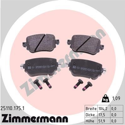 Otto Zimmermann 25110.175.1 Тормозные колодки дисковые, комплект 251101751: Отличная цена - Купить в Польше на 2407.PL!