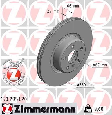 Otto Zimmermann 150.2951.20 Front brake disc ventilated 150295120: Buy near me in Poland at 2407.PL - Good price!