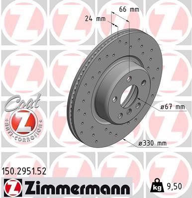 Otto Zimmermann 150.2951.52 Brake disc 150295152: Buy near me in Poland at 2407.PL - Good price!