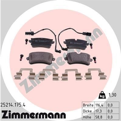 Otto Zimmermann 25214.175.4 Тормозные колодки дисковые, комплект 252141754: Отличная цена - Купить в Польше на 2407.PL!
