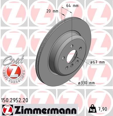 Otto Zimmermann 150.2952.20 Disc brake rear left ventilated 150295220: Buy near me in Poland at 2407.PL - Good price!