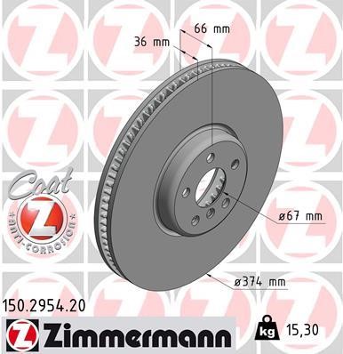 Otto Zimmermann 150.2954.20 Тормозной диск 150295420: Отличная цена - Купить в Польше на 2407.PL!