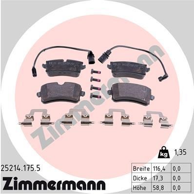 Otto Zimmermann 25214.175.5 Тормозные колодки дисковые, комплект 252141755: Отличная цена - Купить в Польше на 2407.PL!