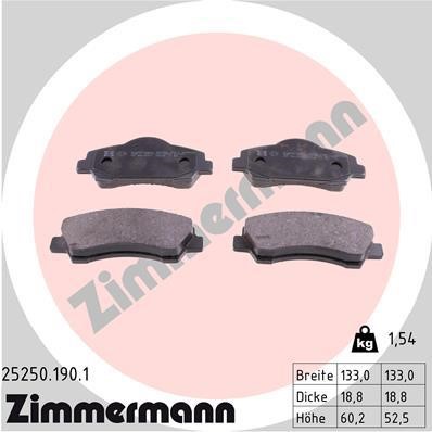 Otto Zimmermann 25250.190.1 Brake Pad Set, disc brake 252501901: Buy near me at 2407.PL in Poland at an Affordable price!