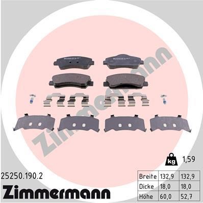 Otto Zimmermann 25250.190.2 Brake Pad Set, disc brake 252501902: Buy near me in Poland at 2407.PL - Good price!