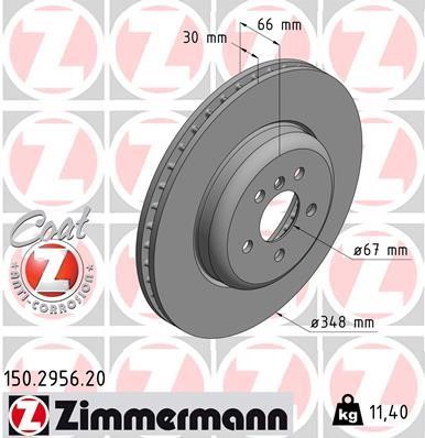 Otto Zimmermann 150.2956.20 Front brake disc ventilated 150295620: Buy near me in Poland at 2407.PL - Good price!