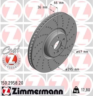 Otto Zimmermann 150.2958.20 Brake disc 150295820: Buy near me at 2407.PL in Poland at an Affordable price!