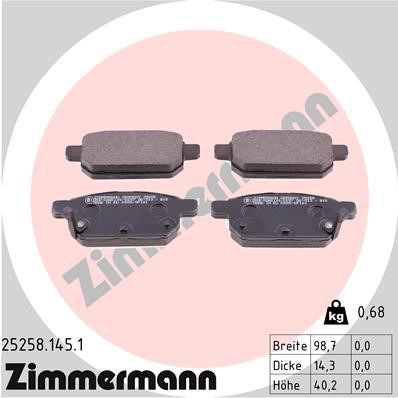 Otto Zimmermann 25258.145.1 Тормозные колодки дисковые задние, комплект 252581451: Отличная цена - Купить в Польше на 2407.PL!