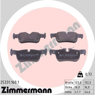 Otto Zimmermann 25331.160.1 Brake Pad Set, disc brake 253311601: Buy near me in Poland at 2407.PL - Good price!
