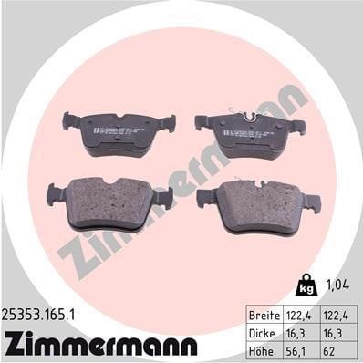 Otto Zimmermann 25353.165.1 Brake Pad Set, disc brake 253531651: Buy near me in Poland at 2407.PL - Good price!