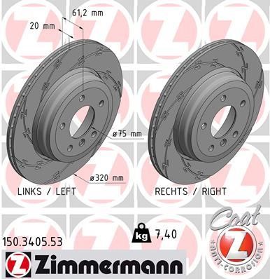 Otto Zimmermann 150.3405.53 Brake disk 150340553: Buy near me at 2407.PL in Poland at an Affordable price!