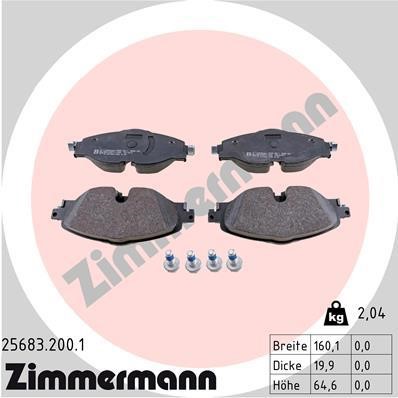 Otto Zimmermann 25683.200.1 Тормозные колодки дисковые, комплект 256832001: Отличная цена - Купить в Польше на 2407.PL!