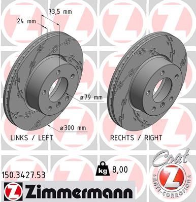 Otto Zimmermann 150.3427.53 Brake disk 150342753: Buy near me at 2407.PL in Poland at an Affordable price!