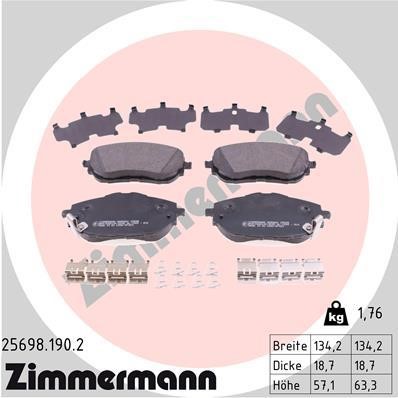 Otto Zimmermann 25698.190.2 Гальмівні колодки, комплект 256981902: Приваблива ціна - Купити у Польщі на 2407.PL!