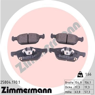 Otto Zimmermann 25804.170.1 Brake Pad Set, disc brake 258041701: Buy near me in Poland at 2407.PL - Good price!