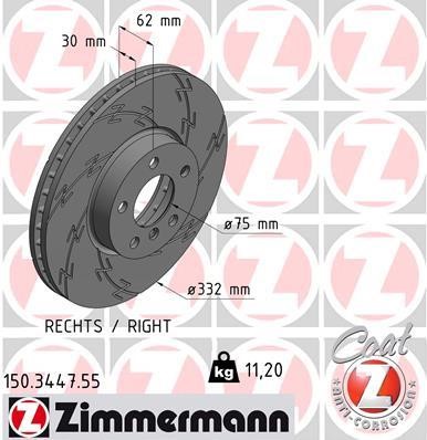 Otto Zimmermann 150.3447.55 Тормозной диск передний вентилируемый 150344755: Отличная цена - Купить в Польше на 2407.PL!