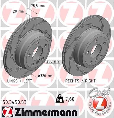Otto Zimmermann 150.3450.53 Rear ventilated brake disc 150345053: Buy near me in Poland at 2407.PL - Good price!