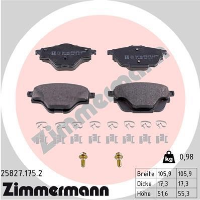 Otto Zimmermann 25827.175.2 Тормозные колодки дисковые, комплект 258271752: Отличная цена - Купить в Польше на 2407.PL!