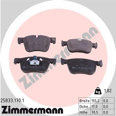 Otto Zimmermann 25833.170.1 Brake Pad Set, disc brake 258331701: Buy near me in Poland at 2407.PL - Good price!
