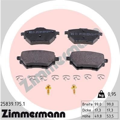 Otto Zimmermann 25839.175.1 Brake Pad Set, disc brake 258391751: Buy near me in Poland at 2407.PL - Good price!