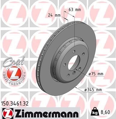 Otto Zimmermann 150.3461.32 Brake disk 150346132: Buy near me at 2407.PL in Poland at an Affordable price!