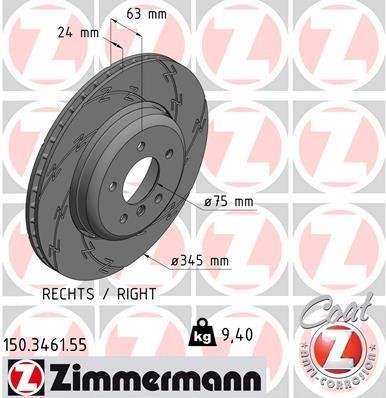 Otto Zimmermann 150.3461.55 Тормозной диск 150346155: Отличная цена - Купить в Польше на 2407.PL!
