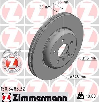 Otto Zimmermann 150.3483.32 Brake disk 150348332: Buy near me in Poland at 2407.PL - Good price!