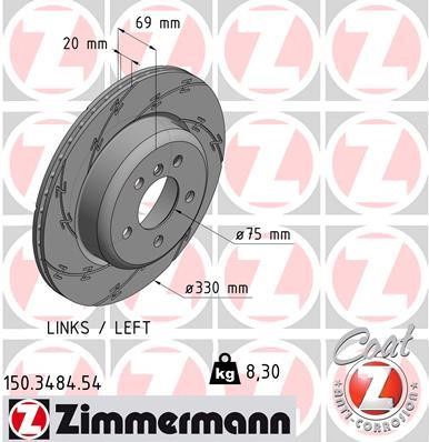 Otto Zimmermann 150.3484.54 Brake disc 150348454: Buy near me in Poland at 2407.PL - Good price!