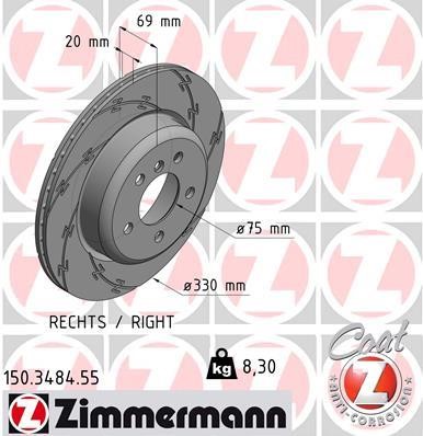 Otto Zimmermann 150.3484.55 Brake disc 150348455: Buy near me in Poland at 2407.PL - Good price!