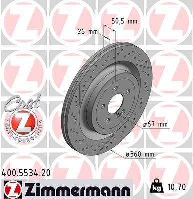 Otto Zimmermann 400.5534.20 Brake disk 400553420: Buy near me at 2407.PL in Poland at an Affordable price!